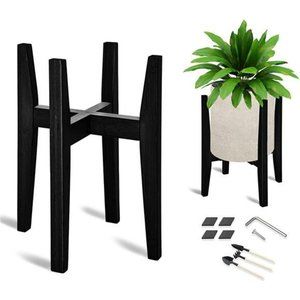 Plant Stand indoor, Bamboo Plant Stands Adjustable  (black, 1 Pack)